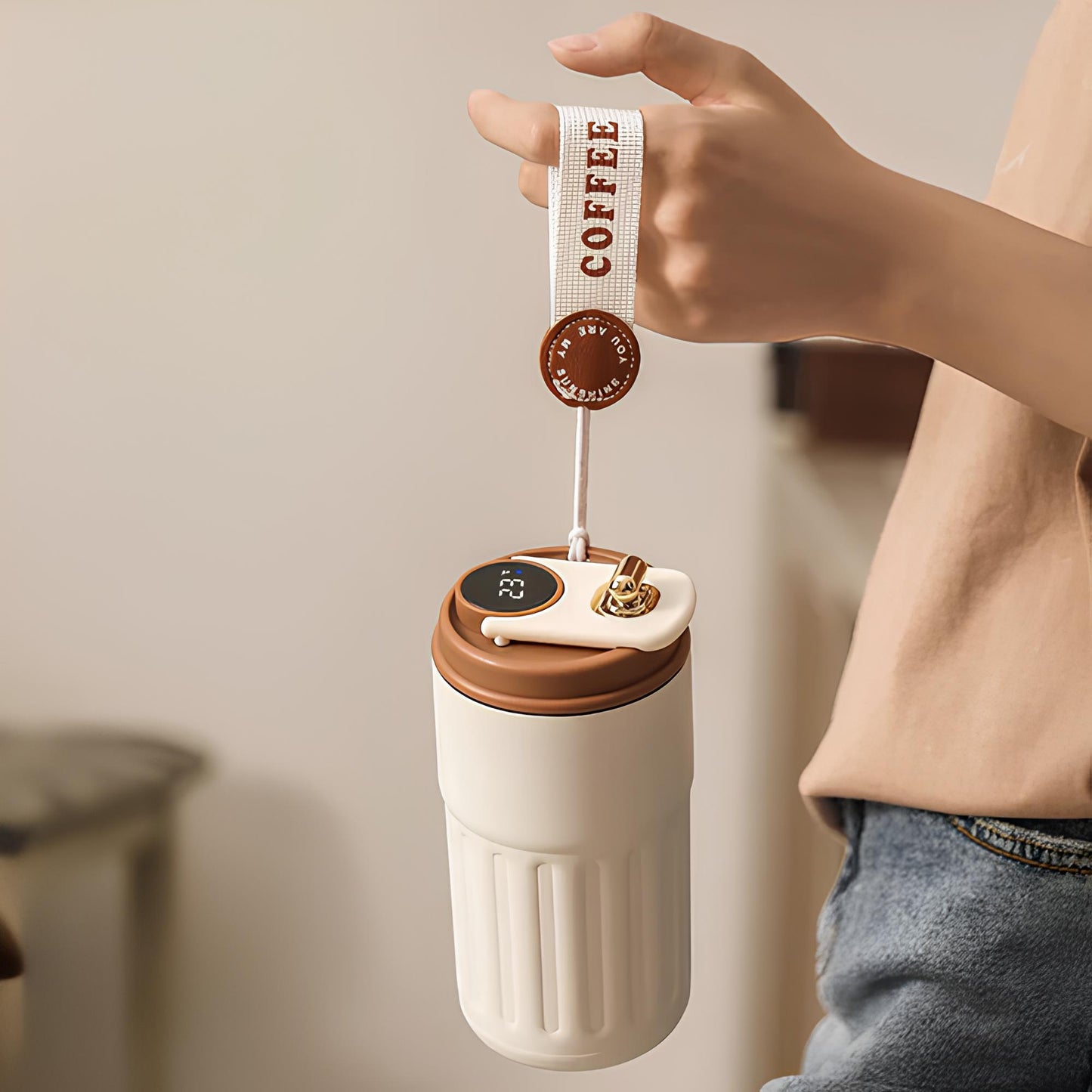 450ml Thermal Mug Thermos Bottle Smart Display Temperature  Stainless Steel Vacuum Cup Office Coffee Cup Business Portable