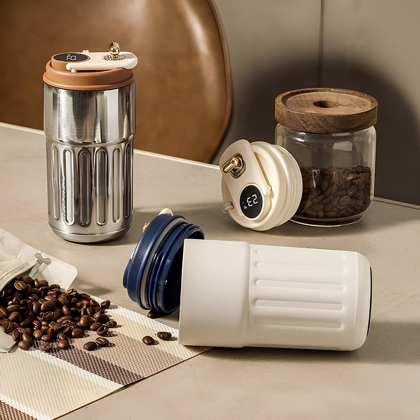 450ml Thermal Mug Thermos Bottle Smart Display Temperature  Stainless Steel Vacuum Cup Office Coffee Cup Business Portable